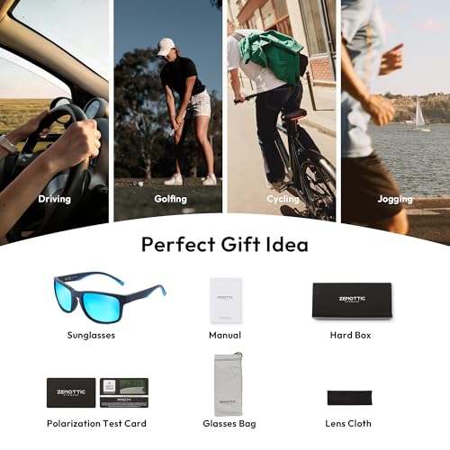 Image of ZENOTTIC Sports Polarized Sunglasses Men: UV400 Flexible Unbreakable Frame