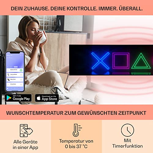 Klarstein Infrarotheizung mit Thermostat, 350W Elektroheizung, Smart Home Bild- Infrarotheizung zur Wandmontage, IR mit IoT/ WiFi App- Control, Feuchtraum Flach- Heizkörper, CO2- Freie Wand Heizung-3