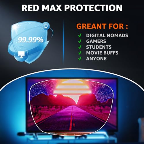 Image of TJUTR Sleep Blue Light Blocking Glasses for Women Men, Professional 2.0 AR Coatings Red Lens for Computer Reduce Eyestrain (A1 Black)