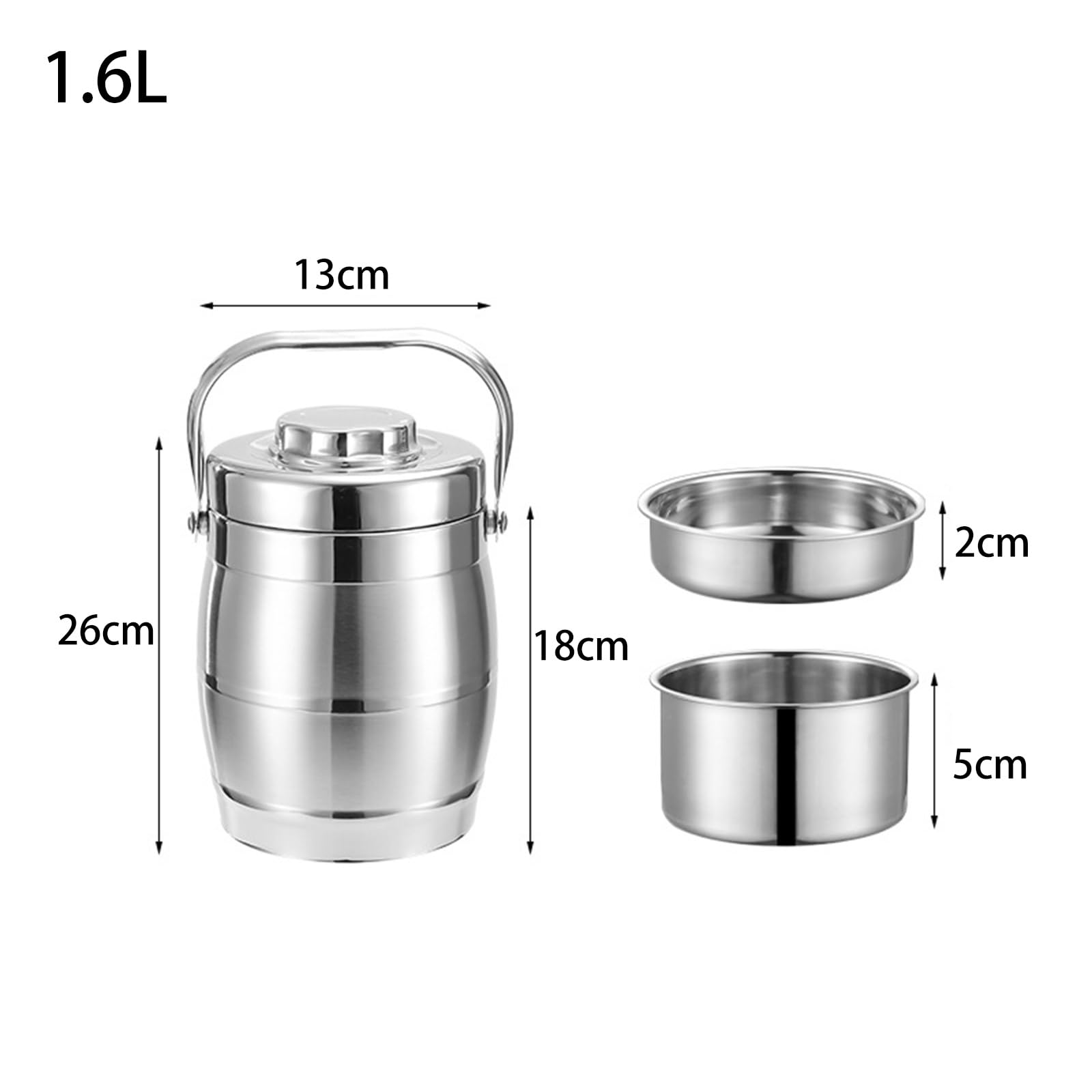 Contenedor de alimentos aislado, lonchera térmica a prueba de fugas para sopa y comidas, termo de acero inoxidable, 1,6 L, ideal para la escuela, trabajo, viajes, al aire libre