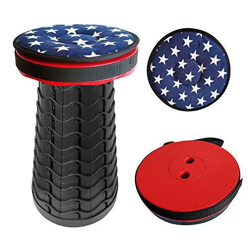 折りたたみ椅子 折り畳み 椅子 アウトドアチェア 伸縮式スツール おりたたみいす クッションと付き 折りたたみチェア 軽量 コンパクト おりたたみいす 高さ調整可能 耐荷重230kg 持ち運び便利 釣り ハイキング 登山 屋内/屋外用 (赤)のサムネイル