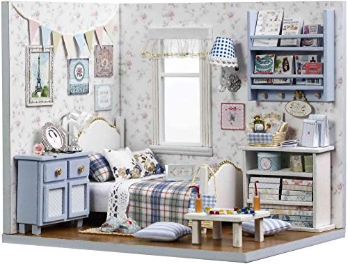 QLKJ DIY Haus Modell Holzpuppe Haus Handgefertigte Miniatur Bausatz-Sunshine üBerlauf Modell MöBel