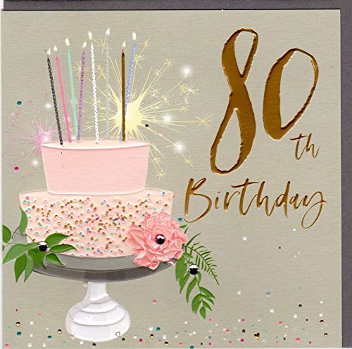 Belly Button Designs hochwertige Glückwunschkarte zum runden 80. Geburtstag aus der neuen Elle Serie mit Prägung, Folie und Kristallen BE038