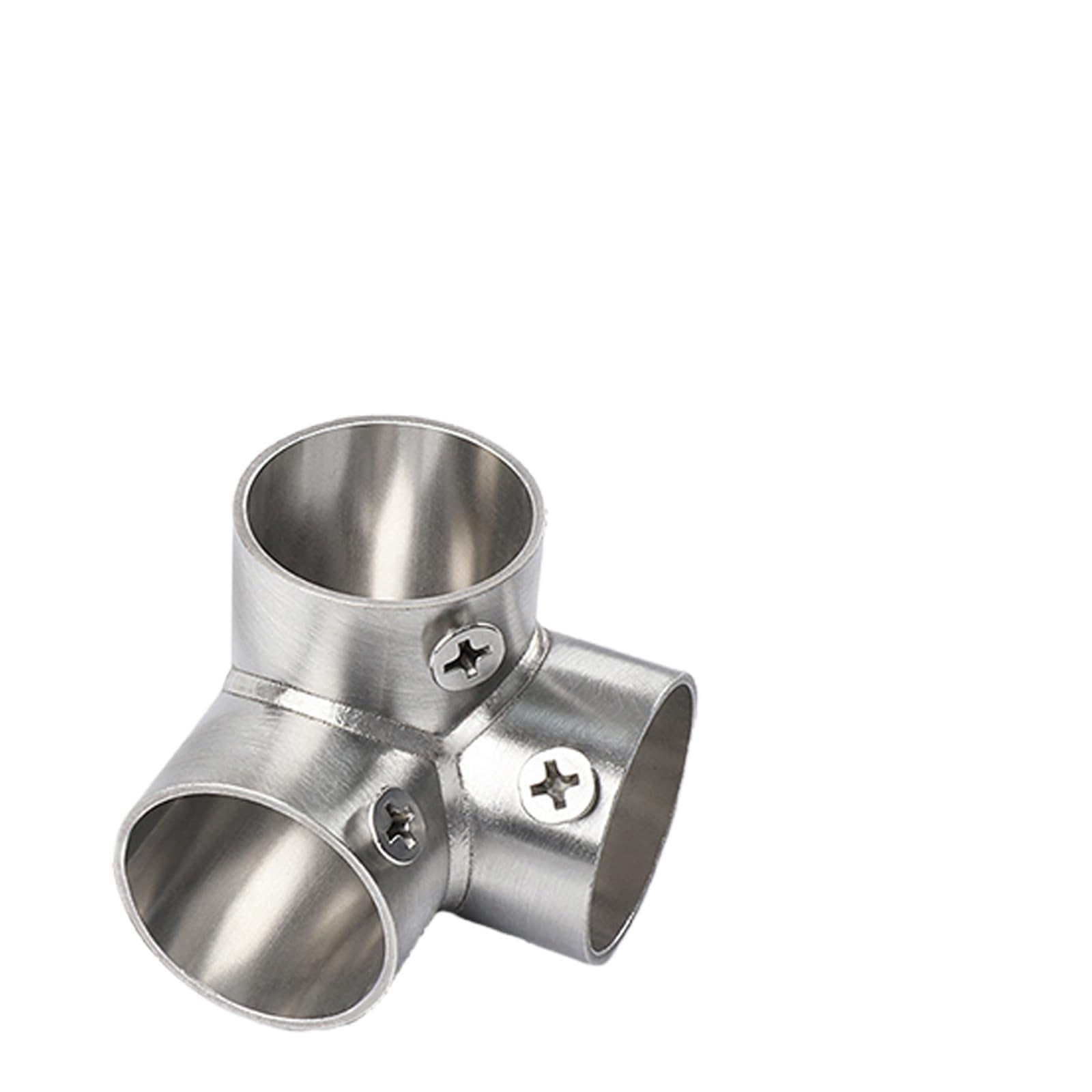 Tfaoys 3Ways A Round Tube Connector Connection Fastener Stainless Steel 3 Way Elbow Pipe Fitting Connector Accessories Enduring Round Pipe Fixed Joint Storage Rack