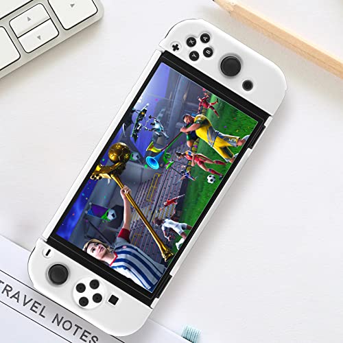 Switch Oled Protective Case, Switch Oled Case Front And Back, Ergonomic And Comfortable Pc Grip Case For Switch Oled Console And Joycon(White） #TOP6