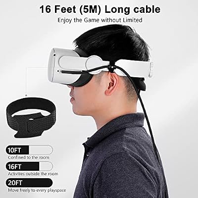 Kuject 16FT Link Cable for Quest 3S/3, Quest 2/Pro, Pico 4, VR Headset Accessories Cable for Rift S/Steam VR Games, USB 3.0 Type C to C High Speed Data Transfer Charging Cord for Gaming PC