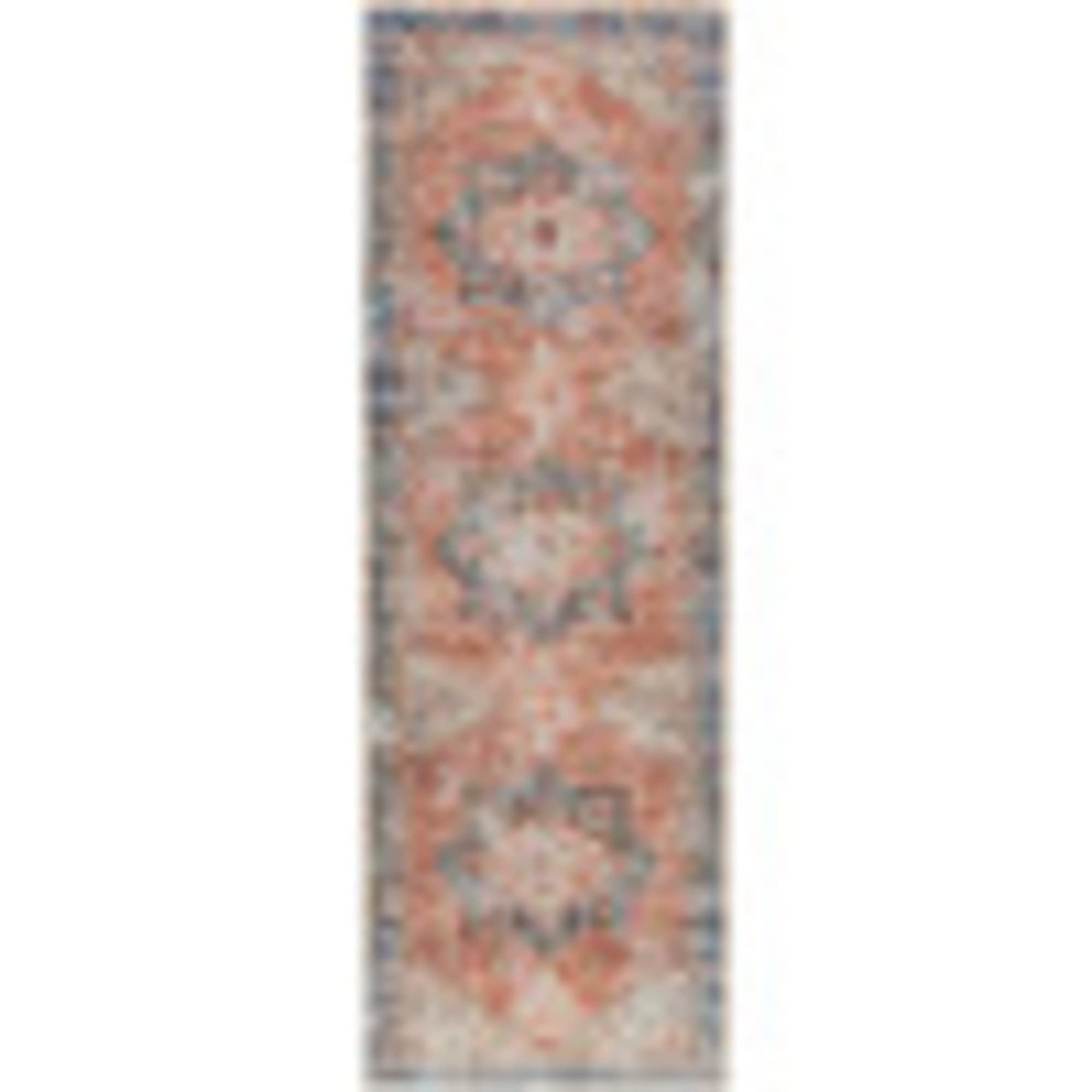 Artistic Weavers Suri Vintage Washable Runner Area Rug 2'7" x 7'10", Rust/Blue
