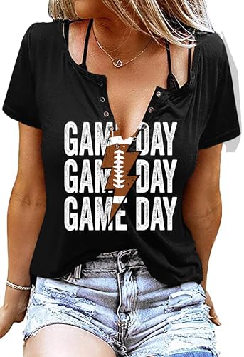 Baseball Shirt Women: Game Day Shirts Baseball V Neck Tshirt Gameday T Shirt Baseball Short Sleeve Tops