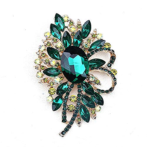 Women brooches with Crystal Brooch pins for Silver Austrian Element Crystals (green)
