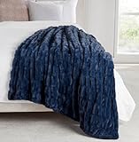 Springtree Home | Luxury Plush Throw Blanket |Dark Blue Throw Blanket | Perfect Blanket for Couch Year Round | Fluffy Micro Fleece | Lily Collection - Midnight
