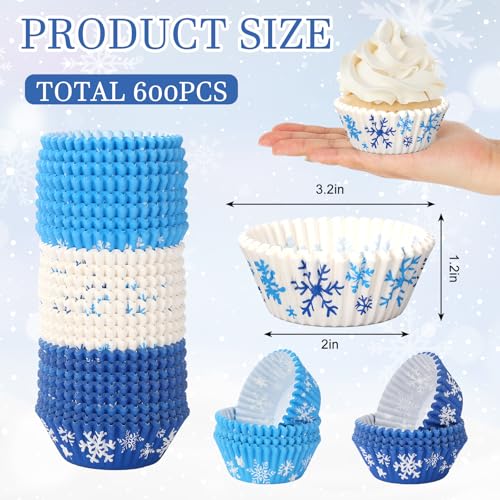 Caissettes cupcake flocon de neige Whaline rigides qui ne se déforment pas à la cuisson