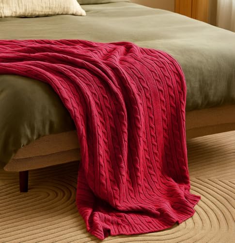 Netbors 100% Cotton Cable-Knit Throw Blanket: 60'...
