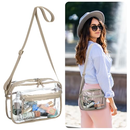 Image of BORMELUN Women's See Through Messenger Bag Clear Stadium Work Crossbody Shoulder Purse