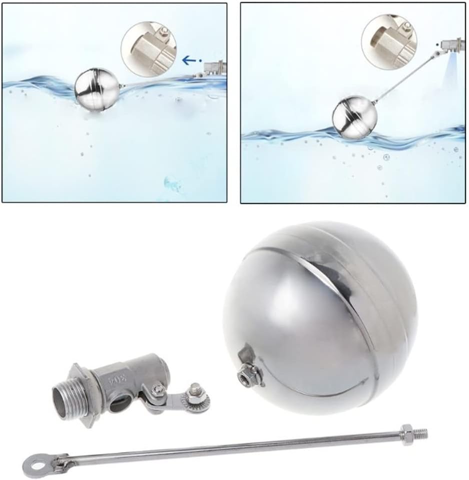 Float,Float Valve, DN15 Float Ball Valve Stainless Steel, for Tank Mount Flows Control Float Sensor Valves Water Trough Float Valve
