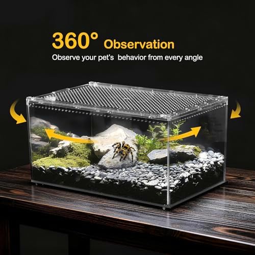 Clioran Reptile Tank,Escape Proof Magnetic Lid Tarantula Enclosure XLarge - 3