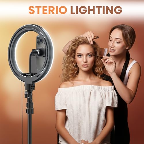 Image of Kratos K20, 10 inches Ring Light with Stand, 85 Inch Foldable Tripod, 3 Colour Switch Mode Ring Light with USB for Studio, YouTube, Video Shoot Live Stream Makeup Compatible with iPhone, Smartphone