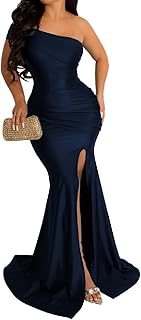 Womens Off Shoulder Sexy V Neck High Split Long Maxi Dress, Formal Cocktail Party Evening Gown Mermaid Wedding Dress - Buy now