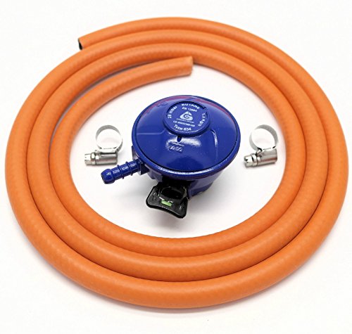 Cavagna 21Mm 28Mbar Butane Gas Regulator & 2 Metre Hose & 2 Clips 5Y Warranty