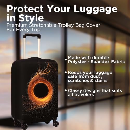 Image of WanderWraps Spendex Polyester Protective Luggage Cover | Hard Luggage Trolley Bag Cover | Washable | Dust Proof | Stretchable | L - 28 inch | D2