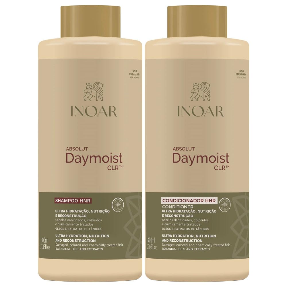 INOAR ABSOLUT DAYMOIST CLR SHAMPOO CONDITION 2X 800ML, 800 ml (Pack of 2)