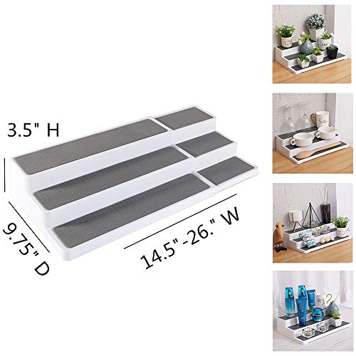 YCOCO 3-Tier Expandable Spice Rack Step Modern Design Waterproof and Non Skid Shelf Kitchen Organizer for Pantry Cabinet or Countertop Use - Thumbnail 2