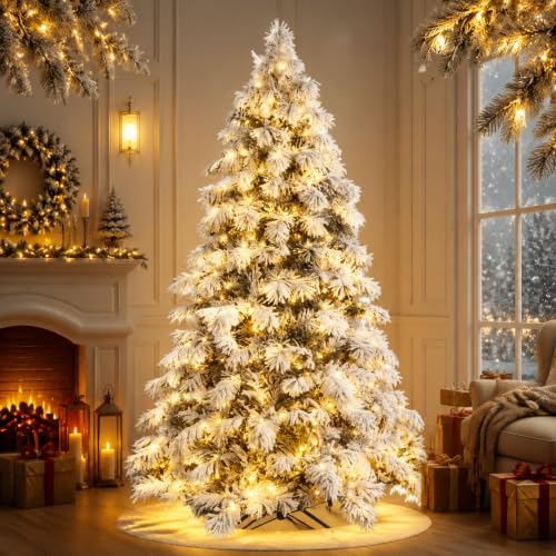 Skasii 7FT Prelit Flocked Artificial Christmas Tree - image 1