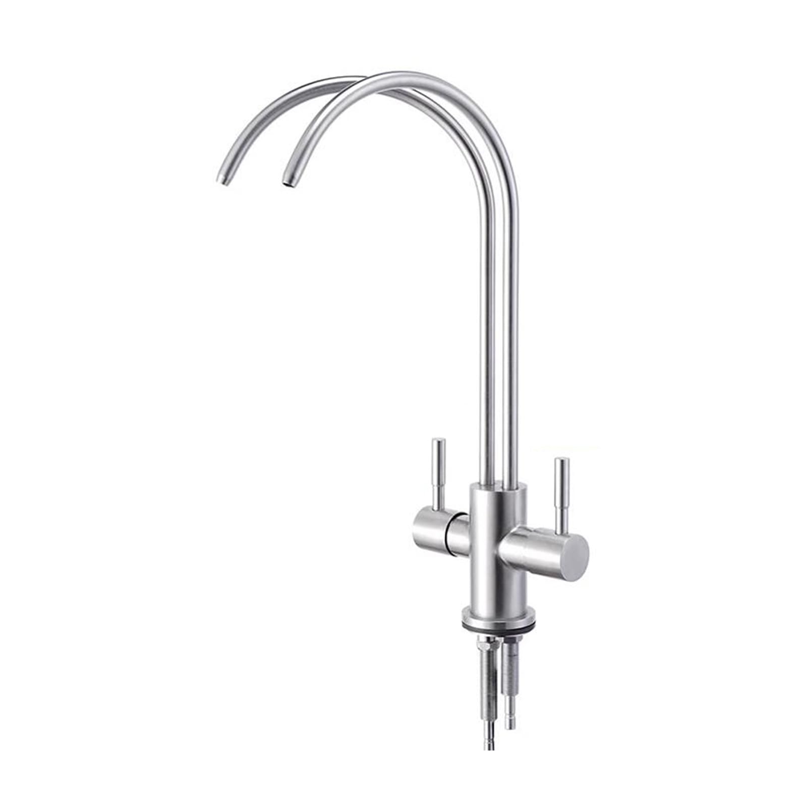 Grifo con Filtro de Agua, Doble Tubo, Doble Salida, Grifo de Agua purificada, Acero Inoxidable, Cepillado
