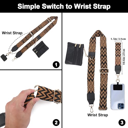 Image of XANGNIER Clip and Go Strap for Phone with Wallet Crossbody, Phone Strap with Zippered Wallet, Adjustable Anti Theft Cellphone Lanyard for Women, Cellphone Chain Accessories,Multicolor 6