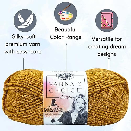 Image of Lion Brand Yarn Vanna'S Choice 860-130 Honey | 3 Skeins, Same Dye Lot, Project Bag, CYC #4 Worsted, 100% Acrylic, Ideal for Crochet, Knitting Blankets, Hats, Scarves