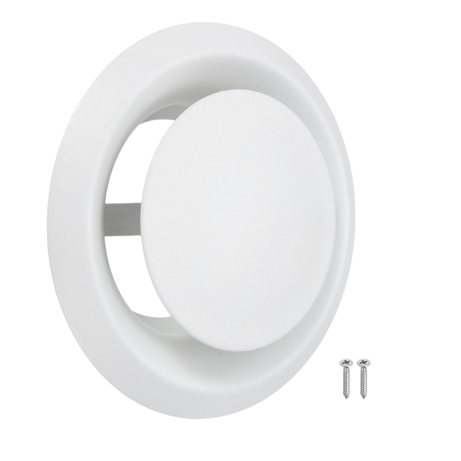 PATIKIL 1Set 4 Inch Round Ceiling Diffuser, 304 Stainless Steel Adjustable Wall Air Vent Diffuser Vent Duct Cover Exhaust Supply for Kitchen Bathroom Garage, White