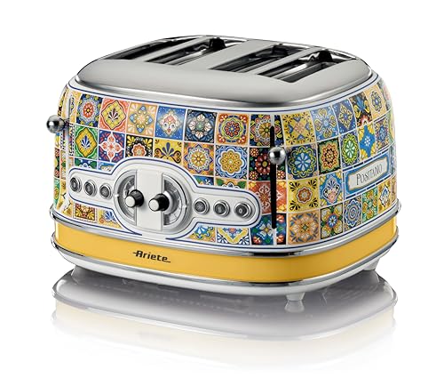 Ariete Tostadora Positano 156, 1630W, 4 rebanadas, 6 niveles de dorado, bandeja para migas, función...