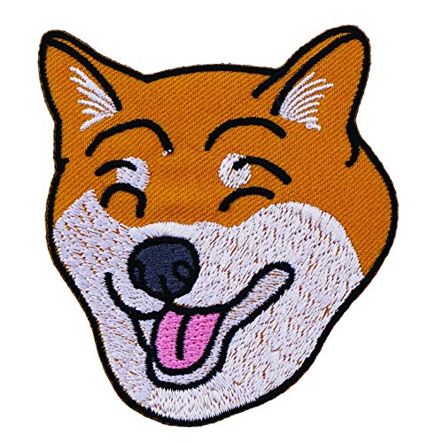 Graphic Dust Shiba Inu Dog Iron On Embroidered Patch Applique Animal Cute Love Sweet DIY Jean Jacket Backpack Sign Logo Camping Japan Japanese Kids Children