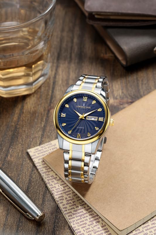 Image of London Fog Carnaby Collection Analog Watch for Men with Round Dial, Day & Date Display, Quartz Movement, Stainless Steel Strap & Water Resistant