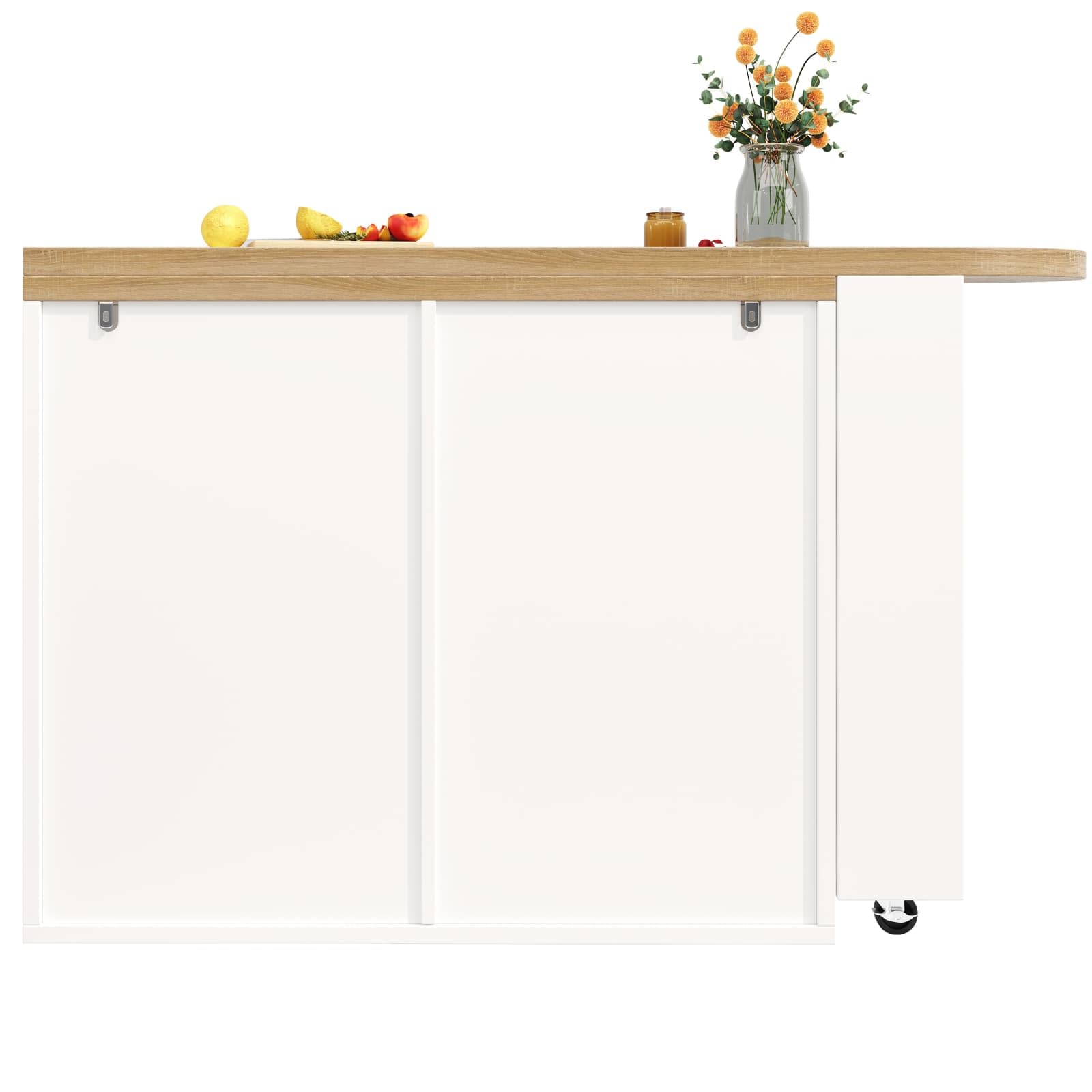 Sweiko Meuble Bar Rotatif 360° avec 3 tiroirs et 1 Porte, Buffet avec étagère latérale, Table d’appoint pour Salon, Salle à Manger, Cuisine ou Espace Bar
