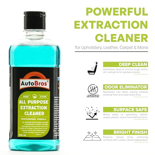 Image of AutoBros All-Purpose Extraction Cleaner - 500ml | Deep Cleaning Upholstery, Leather, Dashboard, Vinyl, Plastic & Carpet Cleaner | Cleans Food, Oil, Dirt & Grease Stains | for Car Interior & Exterior