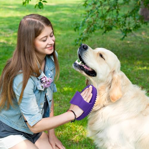 Dingion 4 Pcs Large Rubber Curry Comb 6" x 4" Horse Grooming Brush Rubber Comb Brush with Handle Shampoo Rubber Comb Horse Brush for Dogs Cats Shedding Short Long Hair Shower Supplies, 4 Colors - Image 5