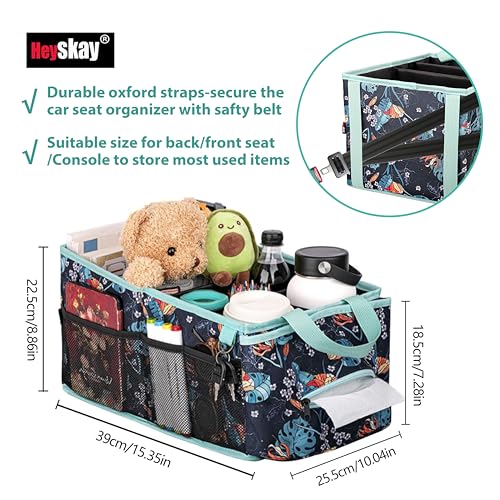 Image of HEYSKAY Car Organizer with Tissue Box, Coffee Cup Drink Holder, Toy Books Storage for Car (Grey)