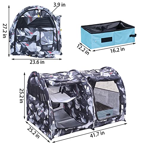 Bnosdm Outdoor Portable Twin Compartment Cat Carrier Bag/Condo Collapsible Double Pet Carry Kennel For Cats Dnd Puppy Soft-Sided Dog Car Travel Crate With Hammock/Mats/Litter Box #TOP1