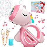 Bubble Machine Gun with Lights Music, Portable 360°Leak Proof Automatic Bubble Maker Machine for Kids Toddler 1-3 4-8 Parties, Bubble Blower Birthday Gift