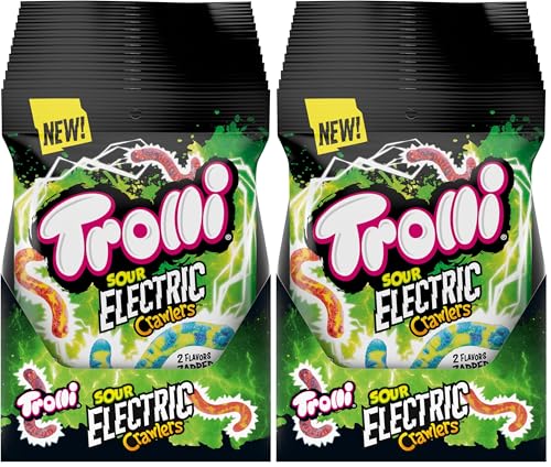 Image of Trolli Electric Crawlers, Sour Gummy Candy, 4.25 Ounce Bags (Pack of 24)