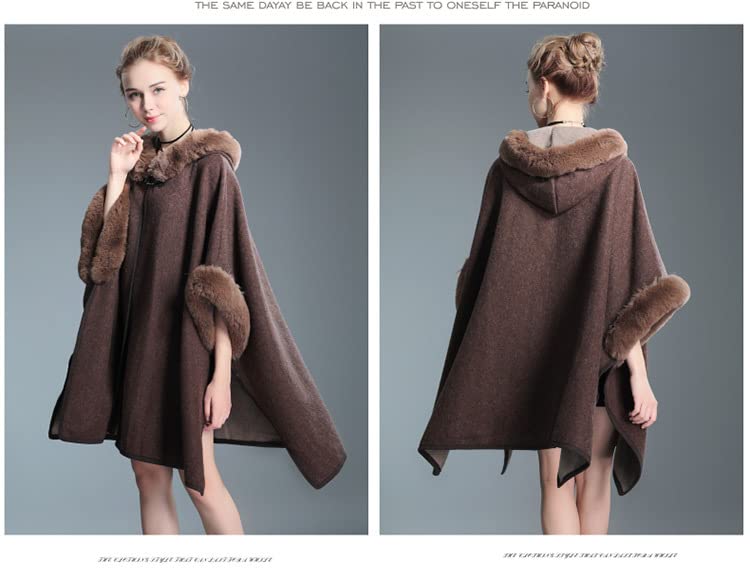 Mujer Invierno Poncho Poncho Con Capucha De Invierno Para Mujer Capa Con Cuello De Piel Chal De Piel Sintética Cálido Para Invierno Estola De Moda Cárdigans De Gran Tamaño Abrigo De L