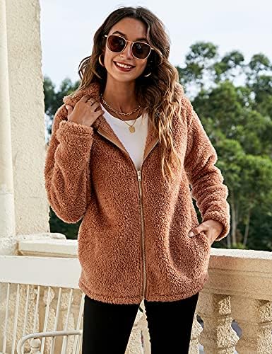 BMJL Women's Fuzzy Fleece Jackets Zip 
