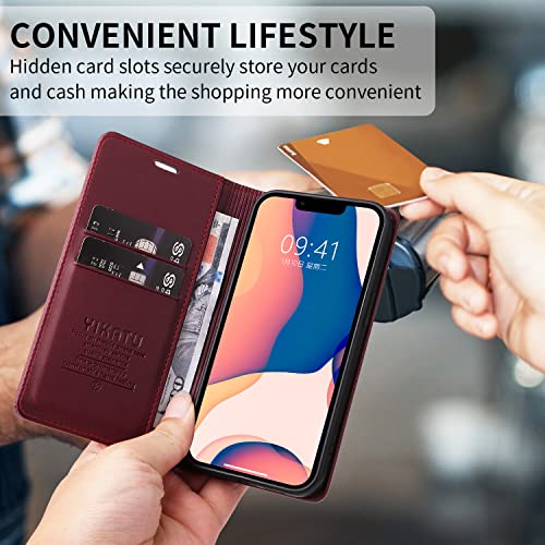 Ybfjce Case For Samsung Galaxy A50 Pu Leather Wallet Case Cover,Samsung Galaxy A50 Flip Folio Case With Card Holders,Magnetic Phone Case Compatible With Samsung Galaxy A50,Wine Red #TOP5
