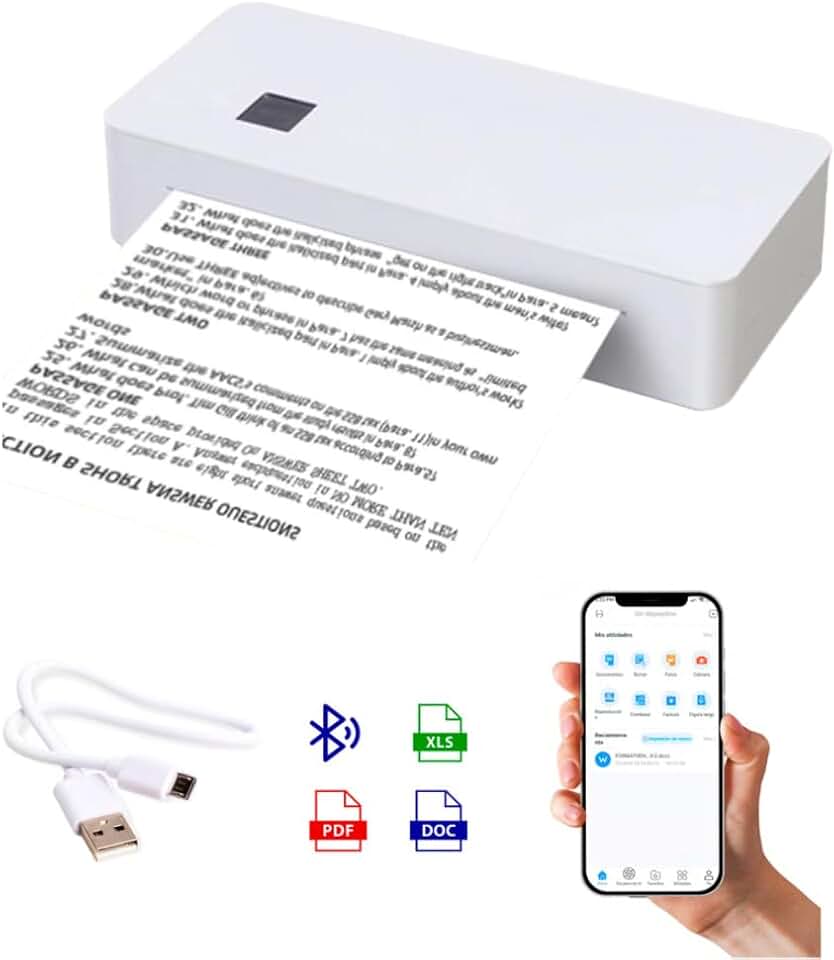 Impressora Térmica Portátil A4 Impressão Bluetooth Android e iOS