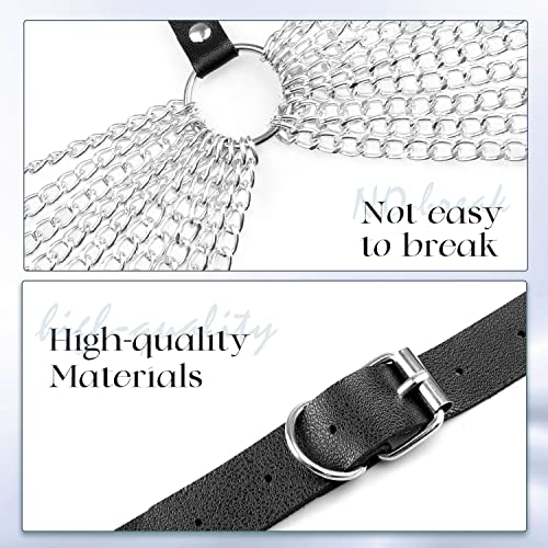Women's Sexy Punk Chest Harness Belt Halter Bra Body Chain Adjustable for Women and Girls Party Nightclub Body Jewelry Accessories Gift (Leather) - Thumbnail 7