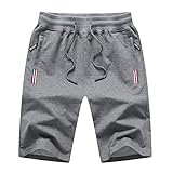 Tansozer Kurze Hosen Herren Shorts Sommer Sport Shorts Jogginghose Kurz Herren Baumwolle Gym Sweat Running Fitness Shorts Herren Jogging Kurze Hose Männer Grau M
