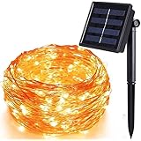 LEDイルミネーションライト ソーラー ストリングスライト 100電球 10m 電飾 8種光るパターン IP65防水 飾りライト クリスマス・ツリー パーティー フェアリーライト 装飾 結婚式 誕生日 室内 室外 ガーデンライト (ウォームホワイト)