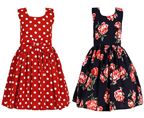 Image of Casual Frock for Baby Girls,Blue Printed and Olive Printed,Pack of 2