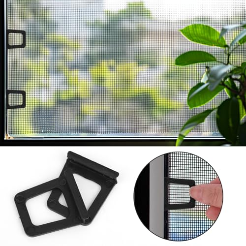 30stk Fenstergitter-Zuglaschen, Hohl Flach Spline Kanal Zuglaschen Ersatz Bildschirmhebeklammern für die Montage und Reparatur von Tür- und Fensterteilen (Schwarz)