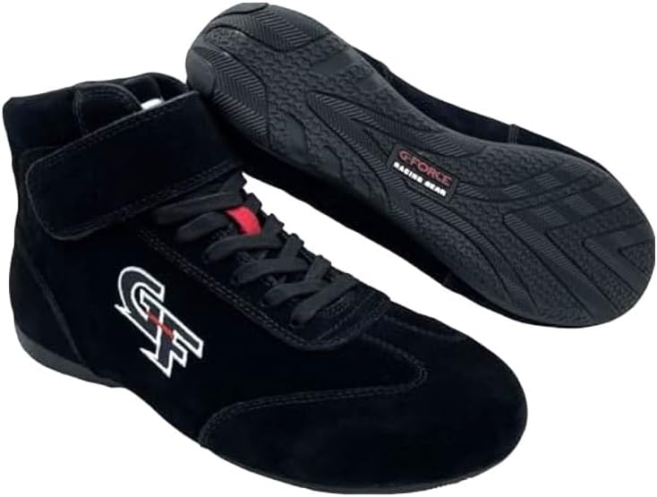 G-FORCE Shoe, G35, Driving, Mid-Top, SFI 3.3/5, Suede/Leather Outer, Fire Retardant Cotton Inner, Black, Size 13, Pair